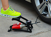 How do you pump your bicycle with your foot pump?
